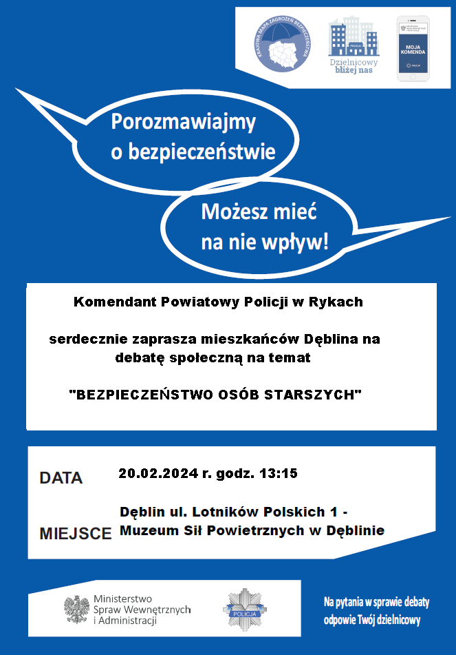 Plakat zapraszający na debatę społeczną w dniu 20.02.2024 r.
